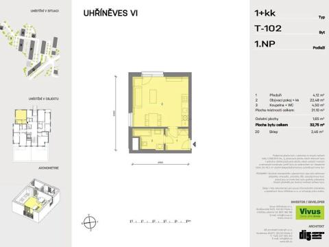 Prodej bytu 1+kk, Praha - Uhříněves, 35 m2