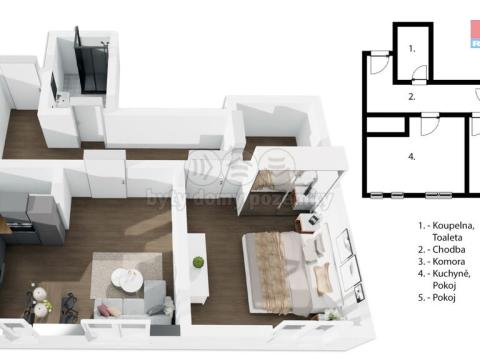 Prodej bytu 2+kk, Praha - Holešovice, U průhonu, 50 m2