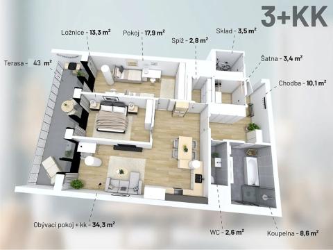 Prodej bytu 3+kk, Třebíč, Tomáše Bati, 100 m2