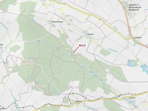 Dražba lesa, Moravské Budějovice, 834 m2