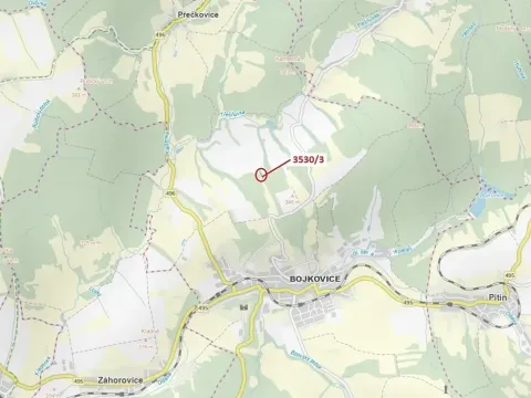 Dražba pozemku, Bojkovice, 537 m2