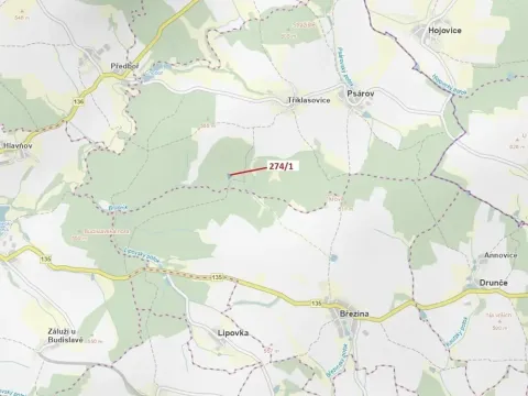 Dražba lesa, Psárov, 2949 m2