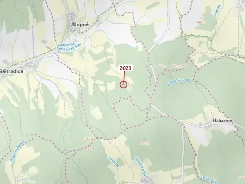 Dražba pozemku, Slopné, 1294 m2